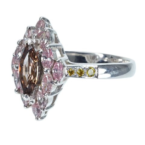 【中古】K18WG DIAMONDカラーダイヤモンドリング 0.643ct D0.97ct 鑑別書 5.1g #12.5