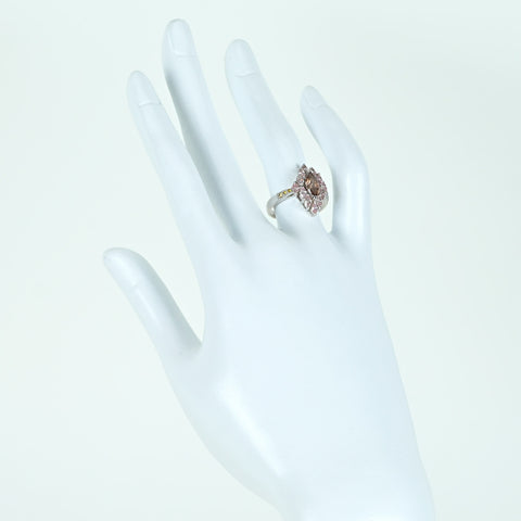 【中古】K18WG DIAMONDカラーダイヤモンドリング 0.643ct D0.97ct 鑑別書 5.1g #12.5