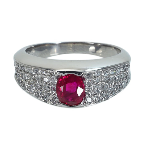 【中古】PT900 RUBYルビーリング R1.17ct D0.67ct 10.4g #14