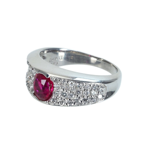【中古】PT900 RUBYルビーリング R1.17ct D0.67ct 10.4g #14