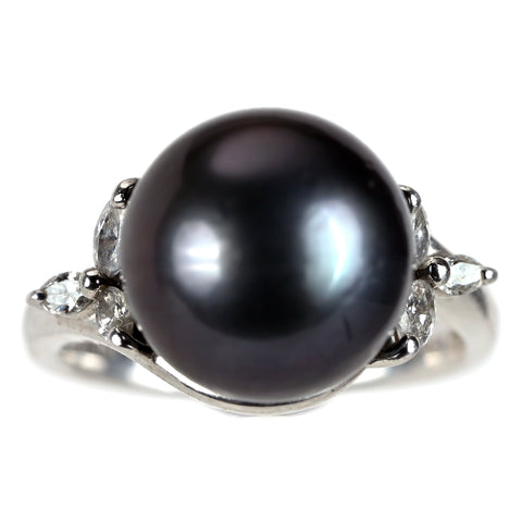 【中古】PT900 tahiti Pearl タヒチパールリング 10.7mm D0.23ct 6.8g #8
