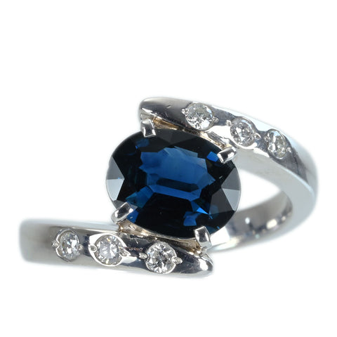 【中古】PT900 SAPPHIRE サファイアリング S1.57ct D0.15ct 6.6g #10