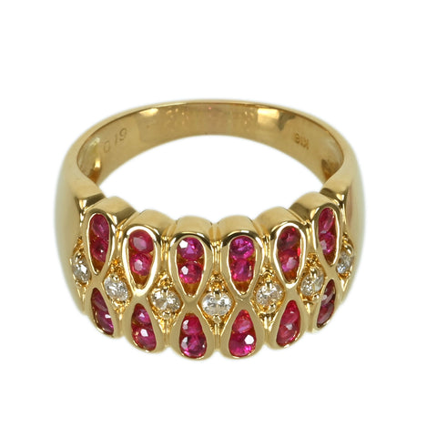 【中古】K18YG RUBY ルビーリング D0.19ct 7.0g #13