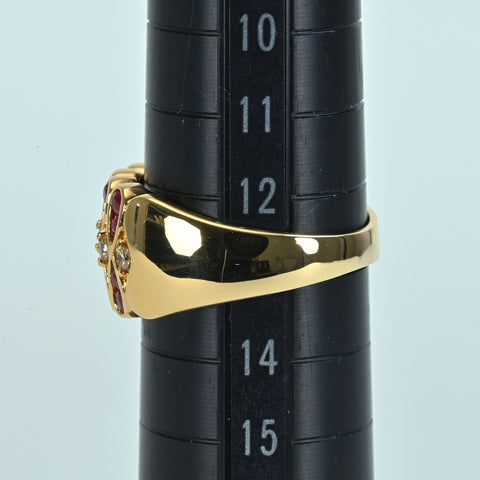 【中古】K18YG RUBY ルビーリング D0.19ct 7.0g #13