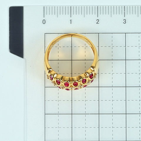 【中古】K18YG RUBY ルビーリング D0.19ct 7.0g #13
