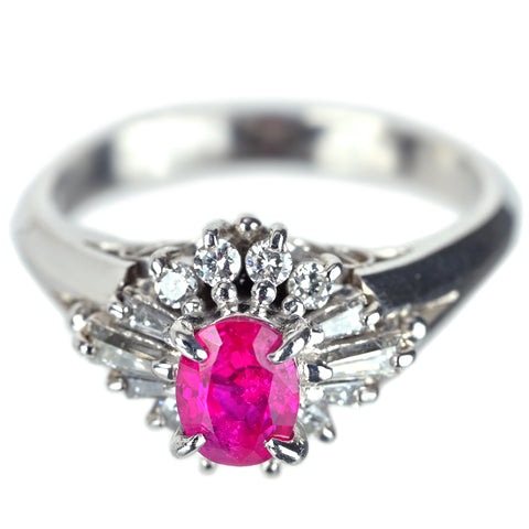 【中古】PT900 RUBY ルビーリング R0.56ct D0.30ct 5.8g #8