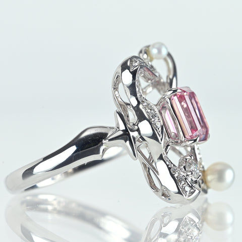 【中古】K18WG IROISHI RING ピンクサファイアリング 1.050ct D0.34ct 7.3g #11
