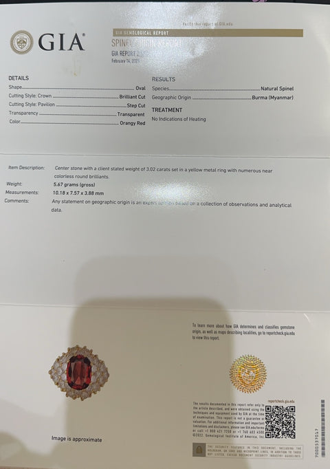 Pre-owned T&amp;Co. Tiffany &amp; Co. 18K Yellow Gold Spine Ring, 3.02ct, GIA Certified, 5.5g, #11.5, One Price 