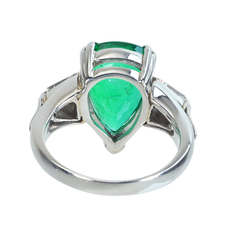 【中古】PT900 EMERALDエメラルドリング E4.269ct D0.57ct 鑑別書 7.5g #13