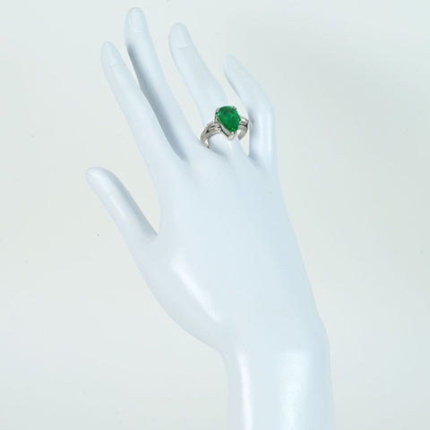 【中古】PT900 EMERALDエメラルドリング E4.269ct D0.57ct 鑑別書 7.5g #13