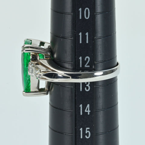 【中古】PT900 EMERALDエメラルドリング E4.269ct D0.57ct 鑑別書 7.5g #13