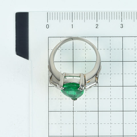 【中古】PT900 EMERALDエメラルドリング E4.269ct D0.57ct 鑑別書 7.5g #13
