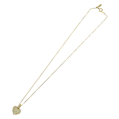 【中古】K18YG DIAMONDダイヤモンドパヴェセッティングハートペンダントネックレス 4.7g