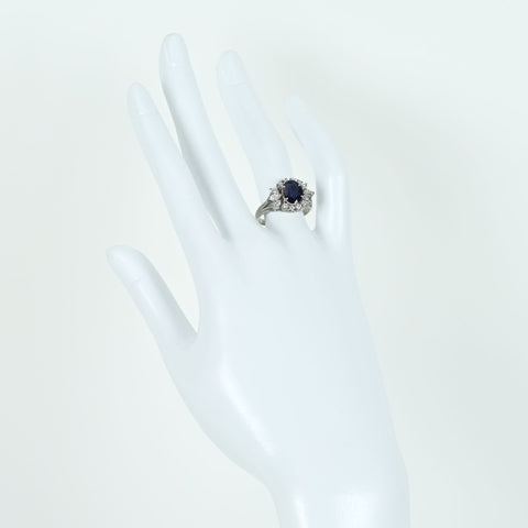 【中古】PT900 SAPPHIREサファイアリング S1.44ct D0.54ct 6.5g #14.5