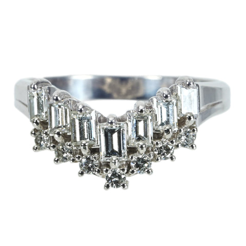 【中古】PT900 DIAMOND ダイヤモンドVラインリング D0.77ct 6.4g #13