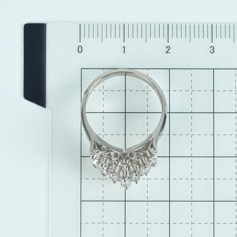 【中古】PT900 DIAMOND ダイヤモンドVラインリング D0.77ct 6.4g #13