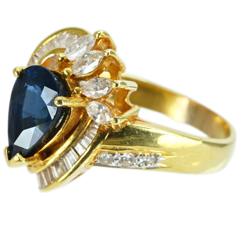 【中古】K18YG SAPPHIRE RING サファイアリング S3.13ct D0.95ct CGLソーティング 10.4g #19