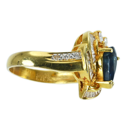 【中古】K18YG SAPPHIRE RING サファイアリング S3.13ct D0.95ct CGLソーティング 10.4g #19