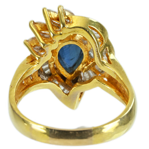 【中古】K18YG SAPPHIRE RING サファイアリング S3.13ct D0.95ct CGLソーティング 10.4g #19