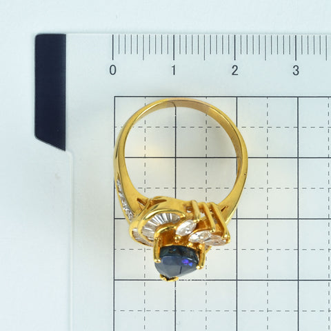 【中古】K18YG SAPPHIRE RING サファイアリング S3.13ct D0.95ct CGLソーティング 10.4g #19