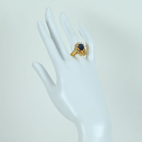【中古】K18YG SAPPHIRE RING サファイアリング S3.13ct D0.95ct CGLソーティング 10.4g #19