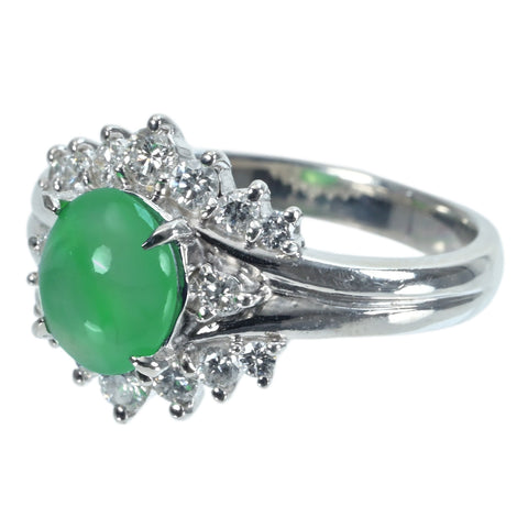 【中古】PT900 JADEITE ヒスイリング J1.354ct D0.43ct 日宝協ソーティング 6.7g #12