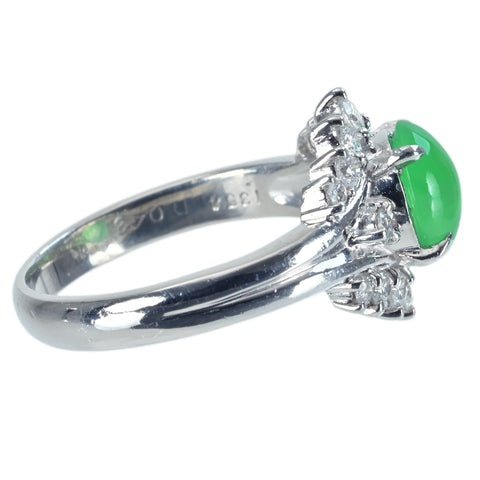 【中古】PT900 JADEITE ヒスイリング J1.354ct D0.43ct 日宝協ソーティング 6.7g #12
