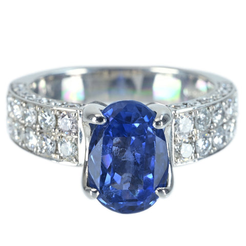 【中古】PT950 SAPPHIRE RING サファイアリング S4.351ct D1.01ct CGLソーティング 10.8g #12