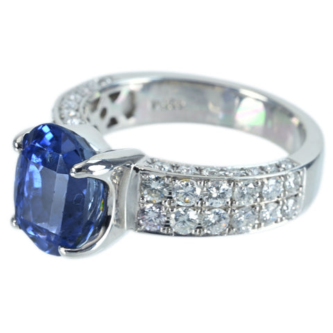 【中古】PT950 SAPPHIRE RING サファイアリング S4.351ct D1.01ct CGLソーティング 10.8g #12