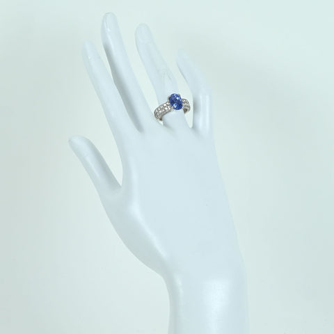 【中古】PT950 SAPPHIRE RING サファイアリング S4.351ct D1.01ct CGLソーティング 10.8g #12