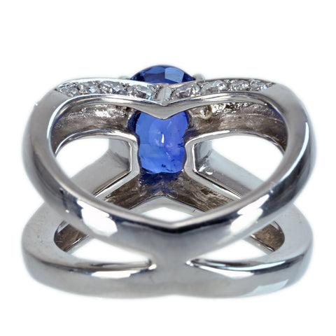【中古】PT900 SAPPHIRE RING サファイアリング S4.08ct D1.524ct CGLソーティング 17.0g #14.5