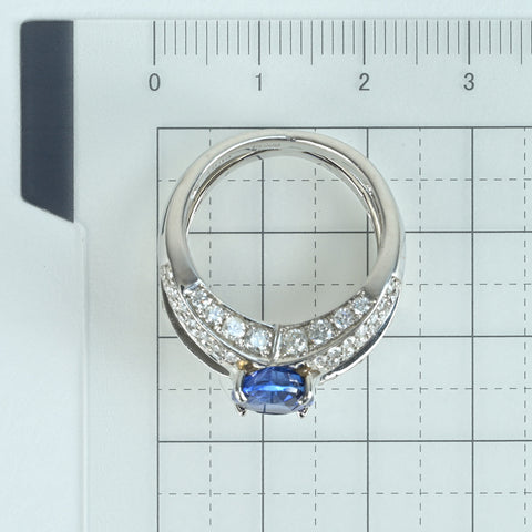 【中古】PT900 SAPPHIRE RING サファイアリング S4.08ct D1.524ct CGLソーティング 17.0g #14.5