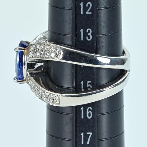 【中古】PT900 SAPPHIRE RING サファイアリング S4.08ct D1.524ct CGLソーティング 17.0g #14.5