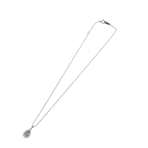 Pre-owned PT850/PT900 BLACK OPAL pendant necklace, 0.89ct B0.58ct D0.58ct, CGL sorting, 6.5g 