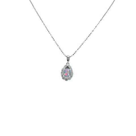 【中古】 ネックレス PT850/PT900 BLACK OPALブラックオパールペンダントネックレス BO0.89ct D0.58ct CGLソーティング 6.5g