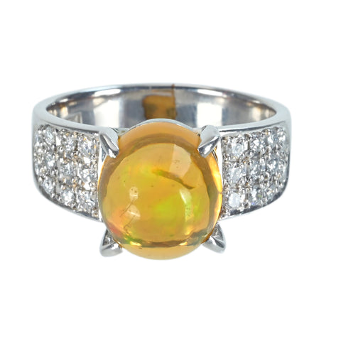 【中古】PT900 MEXICO OPAL メキシコオパールリング D0.41ct 10.5g #15