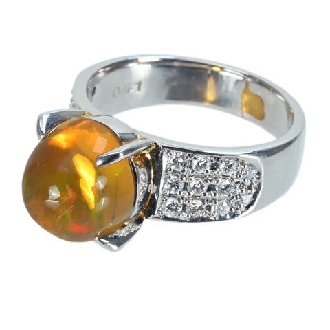 【中古】PT900 MEXICO OPAL メキシコオパールリング D0.41ct 10.5g #15