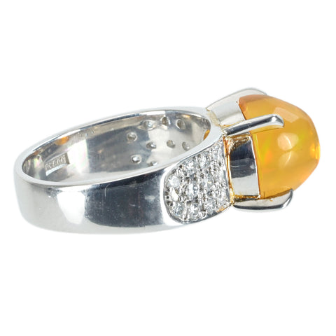 【中古】PT900 MEXICO OPAL メキシコオパールリング D0.41ct 10.5g #15