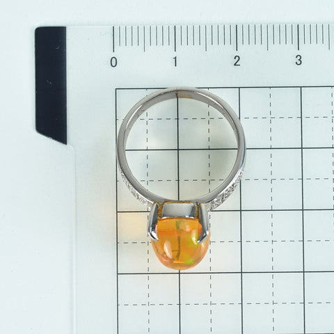 【中古】PT900 MEXICO OPAL メキシコオパールリング D0.41ct 10.5g #15