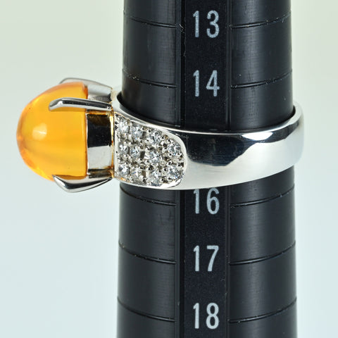 【中古】PT900 MEXICO OPAL メキシコオパールリング D0.41ct 10.5g #15