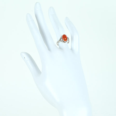 Pre-owned PT900 MEXICO OPAL Mexican Opal Ring, OP 1.59ct, D 0.22ct, 5.8g, #11 