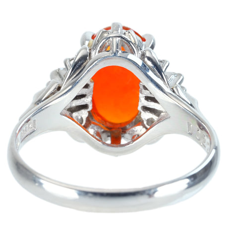 Pre-owned PT900 MEXICO OPAL Mexican Opal Ring, OP 1.59ct, D 0.22ct, 5.8g, #11 