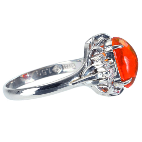 Pre-owned PT900 MEXICO OPAL Mexican Opal Ring, OP 1.59ct, D 0.22ct, 5.8g, #11 