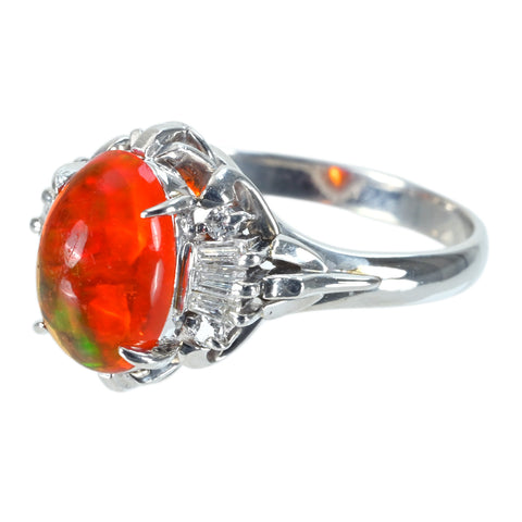 Pre-owned PT900 MEXICO OPAL Mexican Opal Ring, OP 1.59ct, D 0.22ct, 5.8g, #11 