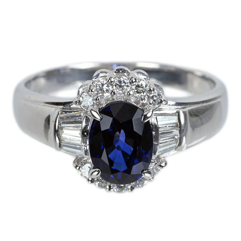 【中古】PT900 SAPPHIREサファイアリング S1.66ct D0.39ct 6.3g #15