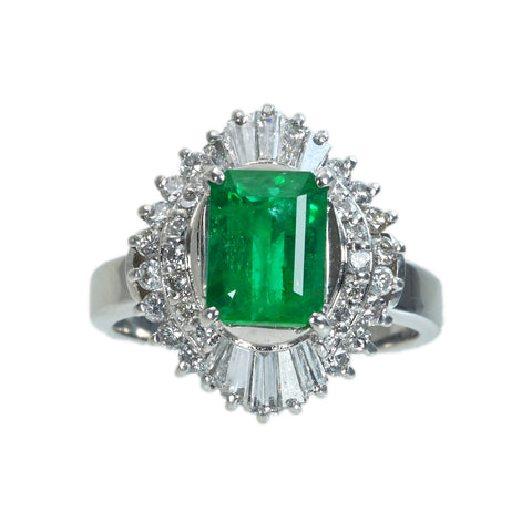 【中古】 PT900 EMERALD RING エメラルドリング E1.40ct D0.78ct 8.4g #10