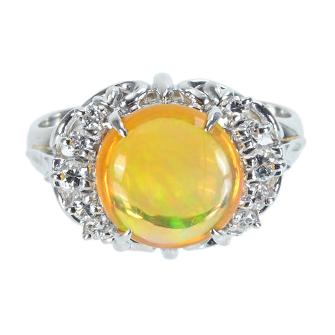 【中古】PT900 MEXICO OPALメキシコオパールリング OP2.19ct D0.21ct 6.1g #11