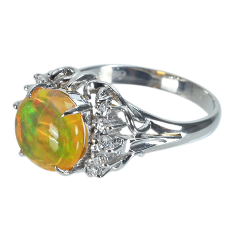 【中古】PT900 MEXICO OPALメキシコオパールリング OP2.19ct D0.21ct 6.1g #11