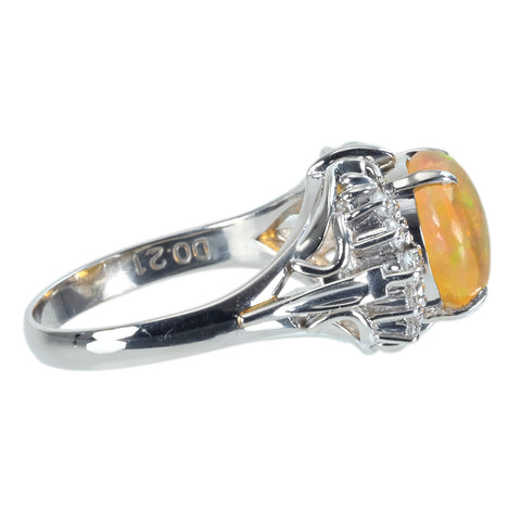 【中古】PT900 MEXICO OPALメキシコオパールリング OP2.19ct D0.21ct 6.1g #11