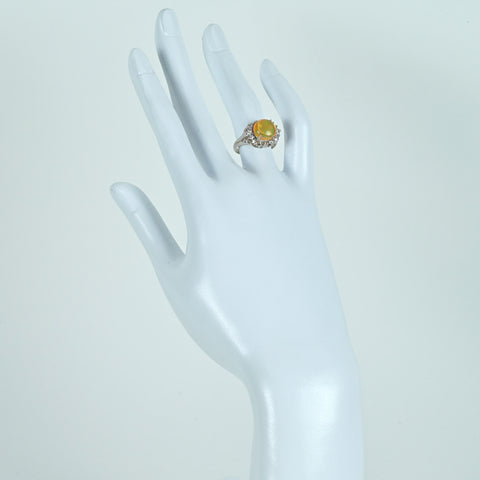 【中古】PT900 MEXICO OPALメキシコオパールリング OP2.19ct D0.21ct 6.1g #11